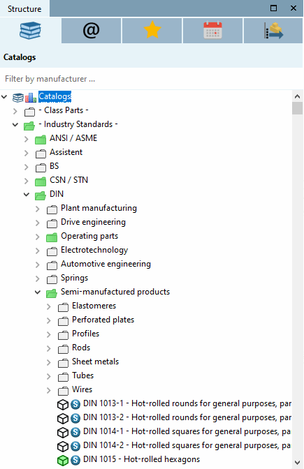 PARTdataManager: indice del catalogo con directory e progetti verdi e semitrasparenti