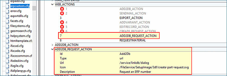 Esempio: ADD2DB_REQUEST_ACTION