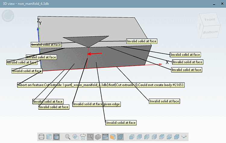 Il taglio interno tocca una superficie esterna del corpo in corrispondenza di una linea