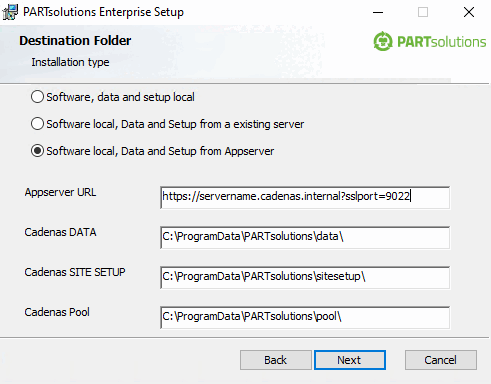 URL dell'Appserver: Esempio