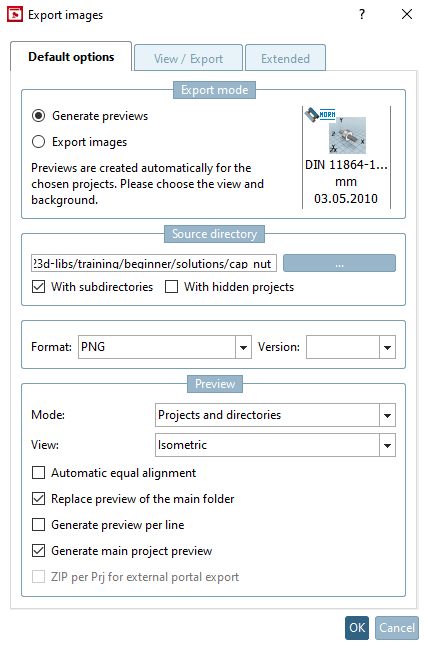 Esportazione in formato PNG