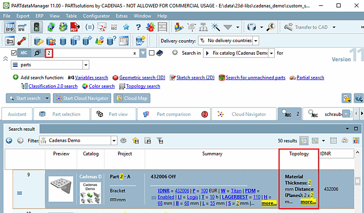 La ricerca di valori topologici tramite una ricerca full-text può restituire molti valori. Per vedere tutti i valori, cliccare su "altro [more...]...".