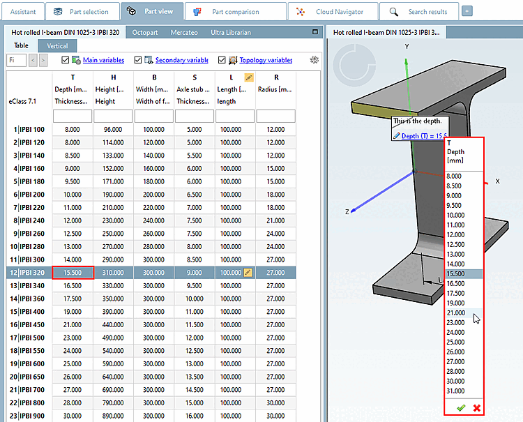 Vista 3D nel PARTdataManager