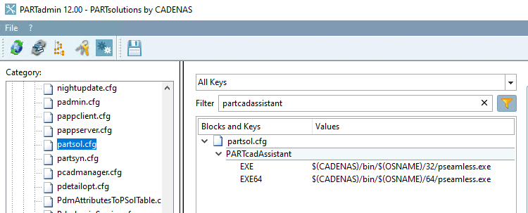 partsol.cfg -> blocco "PARTcadAssistant"