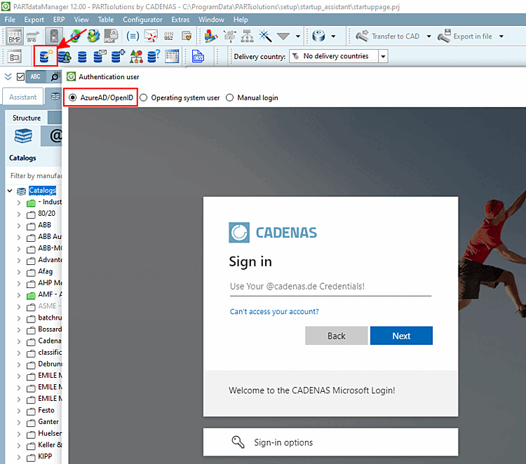 Il login avviene tramite "AzureAD/OpenID".
