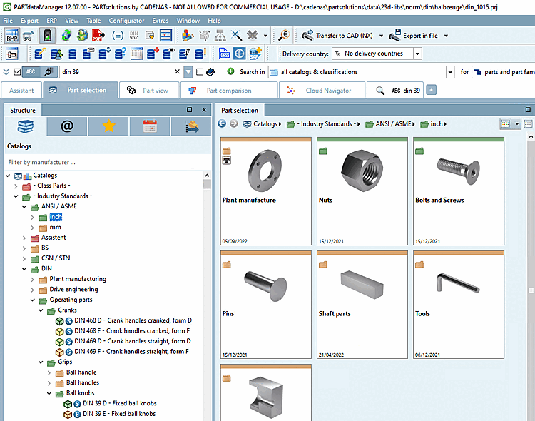 Risultato dei colori di stato per l'indice del catalogo [Status colors for catalog index] in PARTdataManager