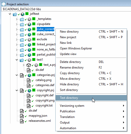 Progetti di test nella directory [Test projects in directory]
