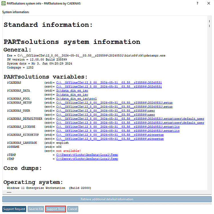 Chiamare "Strumenti di supporto [Support Tools]".