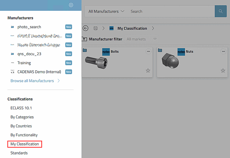Esempio: classificazione personalizzata "La mia classificazione" in 3Dfindit