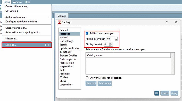 Impostazione delle notizie [Messages]