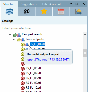 Aprire un rapporto tramite il tooltip nell'albero degli indici