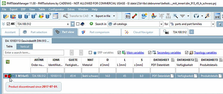 Il tooltip mostra la data di scadenza.