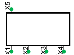 Schema del circuito; solo i collegamenti a spina sono all'esterno e vengono trattati come semplici terminali.