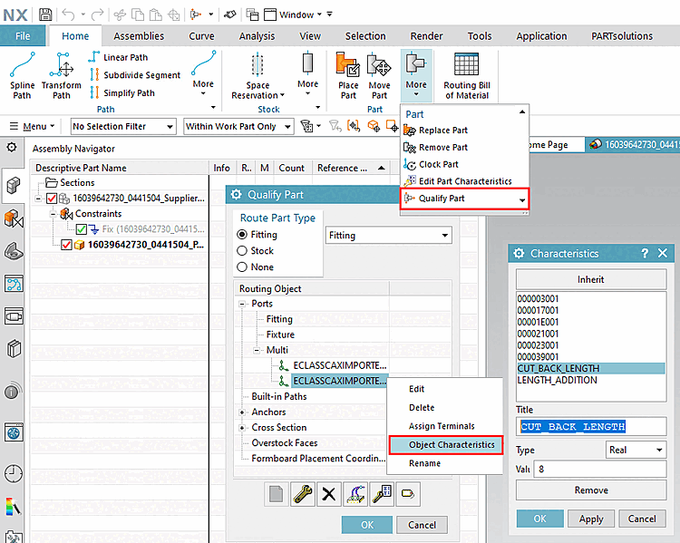 Esempio: funzione "CUT_BACK_LENGTH".