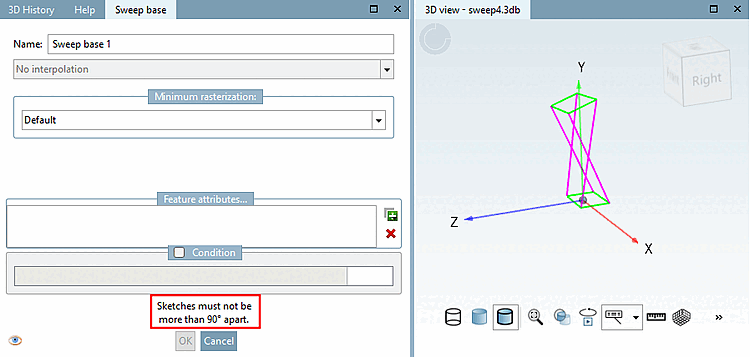 In questo esempio, il secondo schizzo dovrà essere ruotato di 180° intorno all'asse X.