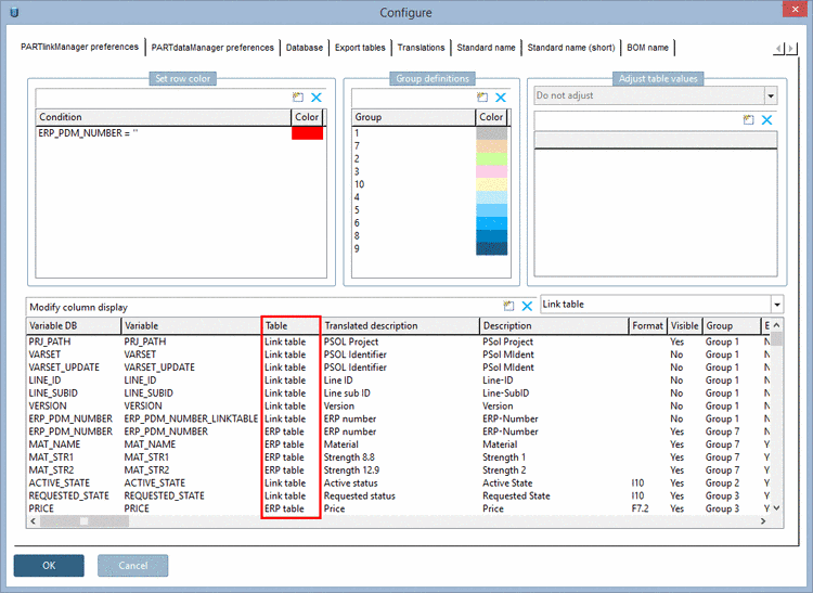 The value in brackets show for which categories the value is valid.