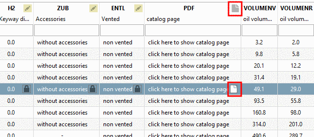 When clicking on the button, a PDF with additional part information is opened for example