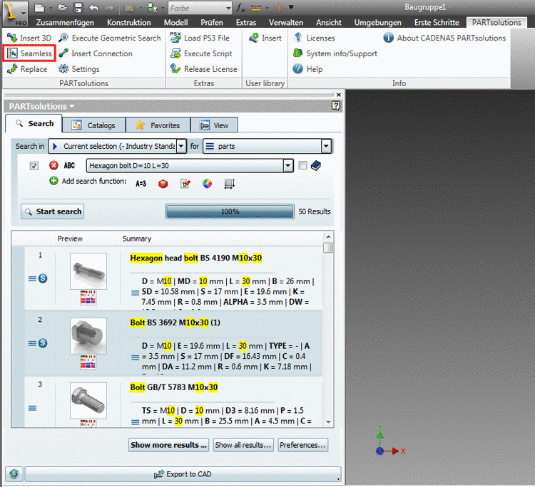 Seamless integration exemplified with Inventor