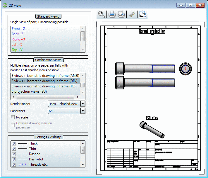 Dialog window 2D view