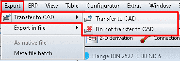 Menu: Transfer to CAD