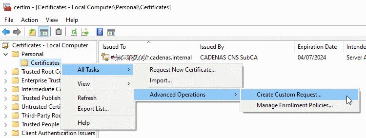 Create Custom Request...