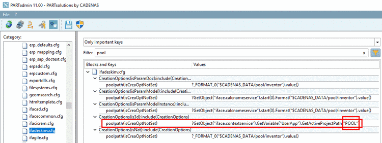 Change key for pool path in PARTadmin