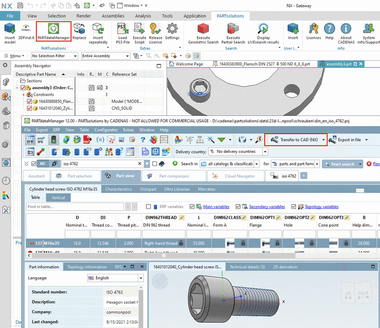 Part from PARTdataManager with "Insert 3D"