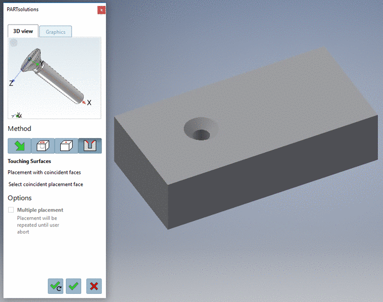 Example: Insert countersunk screw