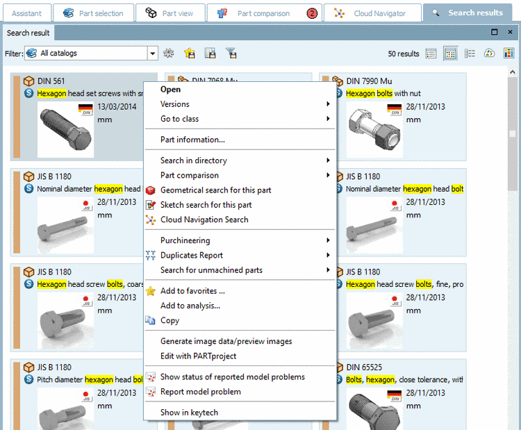 Search results in "Symbols" mode
