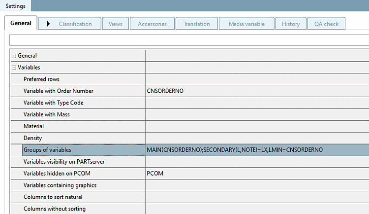 Sequenza/gruppi di variabili [Order/Groups of Variables]