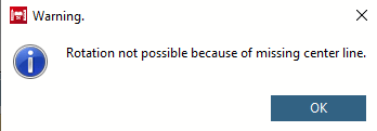 La rotazione non è possibile perché non c'è una linea centrale. [Rotation not possible because of missing center line.]