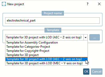 Modello per progetto 3D con LOD (AEC - asse Z superiore) [Template for 3D project with LOD (AEC – Z-axis on top)]
