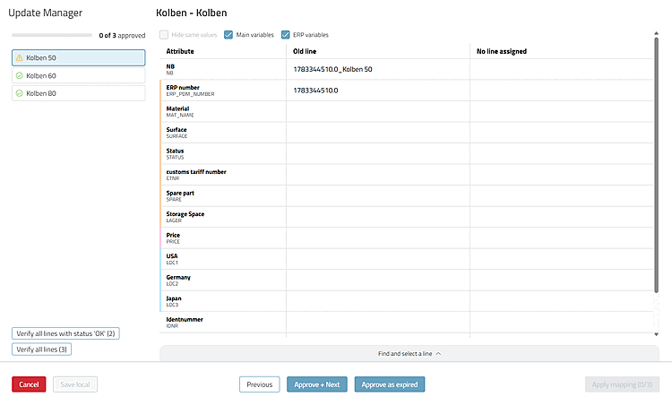 Visualizzazione comparativa senza riga associata