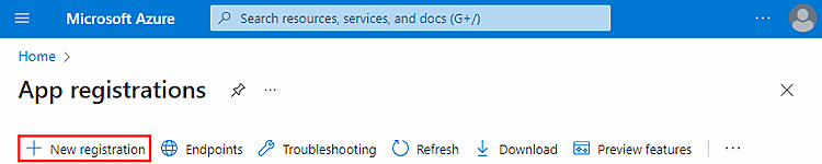 Microsoft Azure "Nuova registrazione