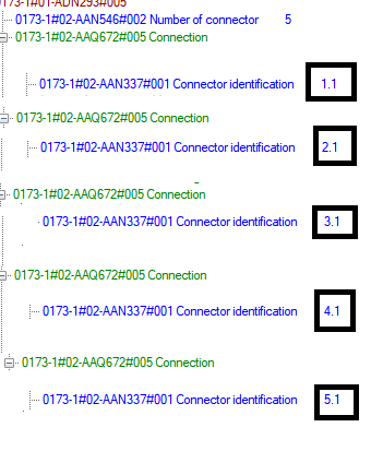 Identificatori di connessione delle cinque connessioni. Tutti gli altri dati sono nascosti. (La figura sopra è rappresentativa degli altri dettagli di connessione qui omessi).