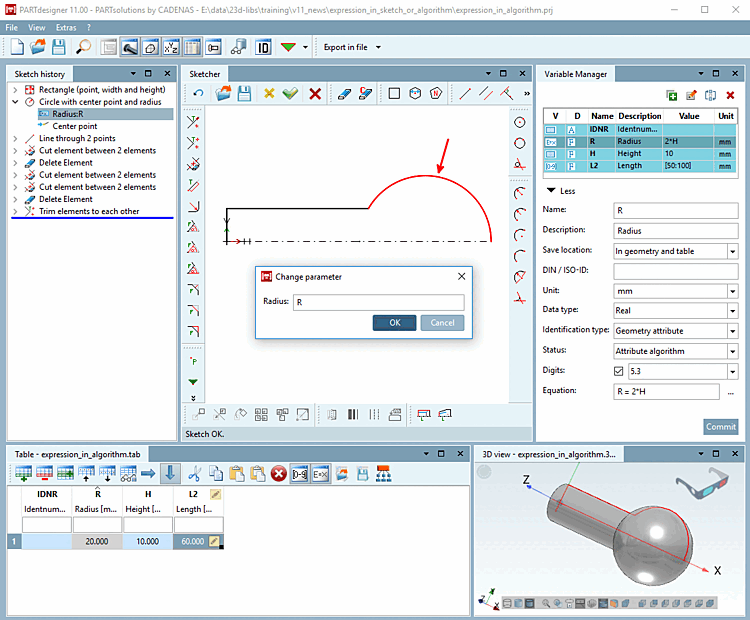 Variabile "R" con algoritmo delle caratteristiche [Attribute algorithm]