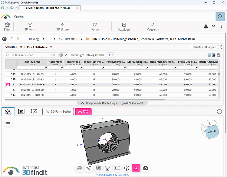 Esempio: vista parti di [Part view] 3Dfindit