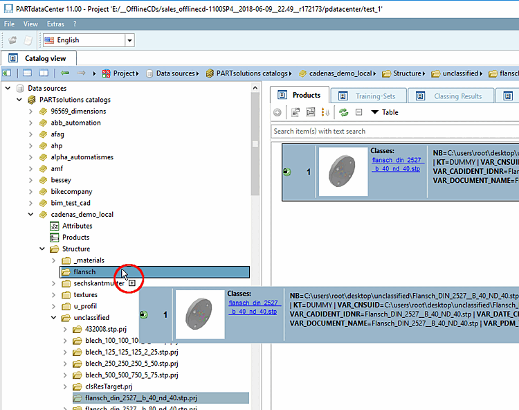 Drag&Drop con il prodotto da utilizzare come set di allenamento.