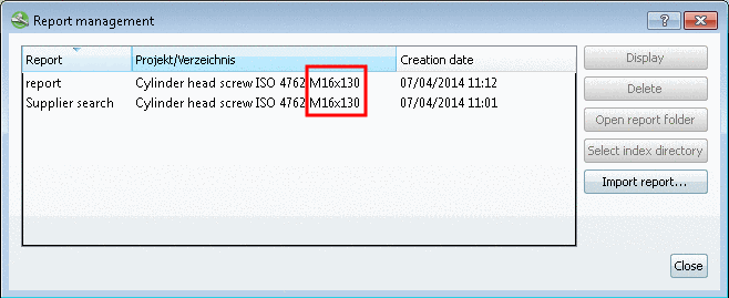 If a report has been created based on a row (characteristic), the standard name (NB) is displayed, otherwise the standard text (NT).