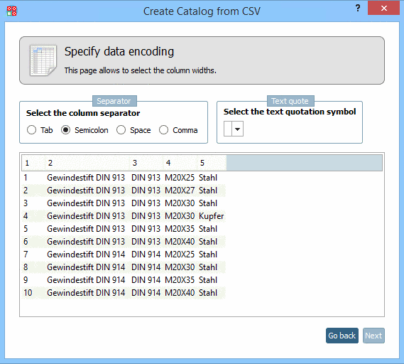 Determine the column separator