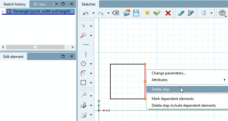 This action deletes the whole rectangle.