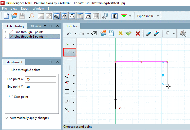 Line through 2 points