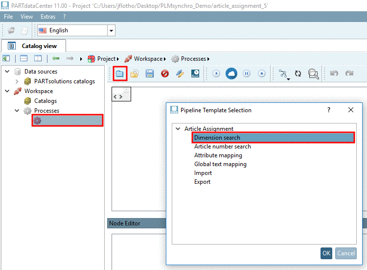Load template for Dimension search