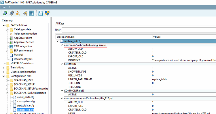 Esempio: Impostazione a livello di directory: ALLOW_OLD=0 + INFOTEXT