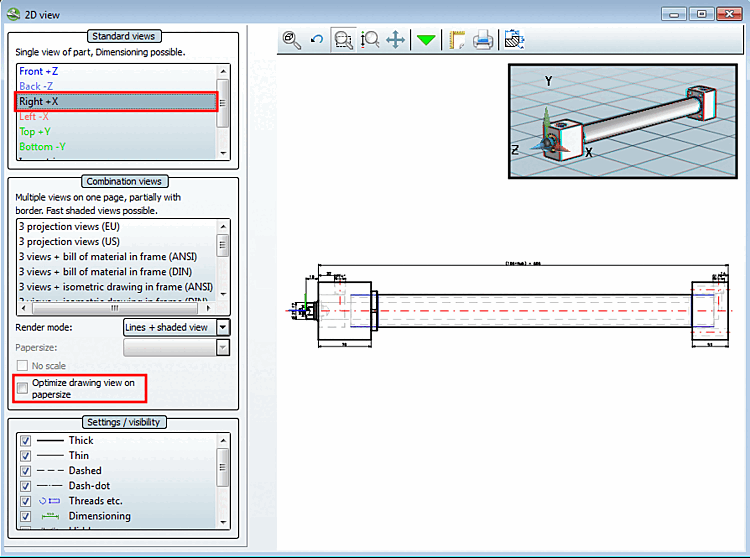 "Ottimizza vista disegno su foglio [Optimize drawing view on paper size]" non attivato