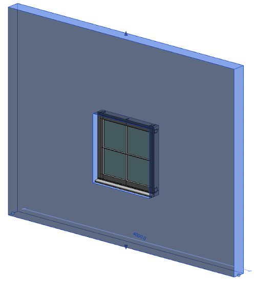 Esempio di risultato di una finestra posizionata in Revit