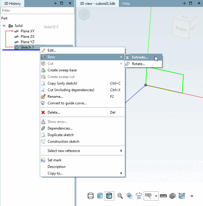 Solidi [Base] -> Estrusione [Extrude...]...