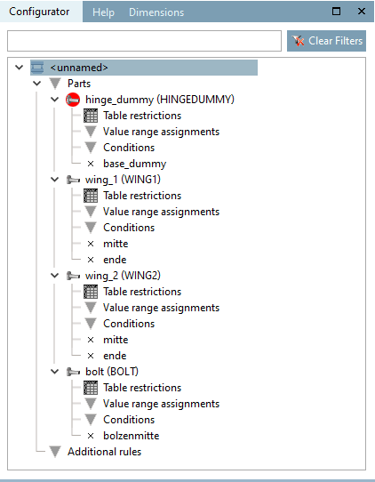 Finestra di aggancio "Configuratore [Configurator]"
