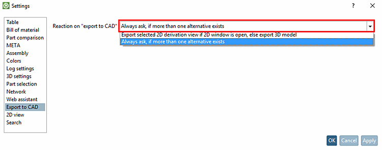PARTdataManager -> Menu Extra [Extras] -> Impostazioni [Settings...]...