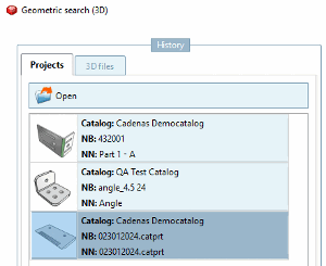 Selezionare la parte di riferimento 3D (catalogo o archiviazione di file)